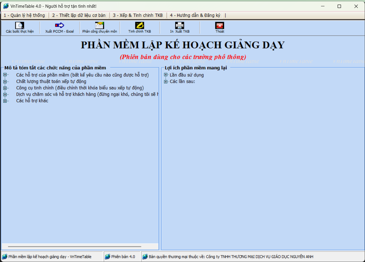 Màn hình chính VnTimeTable 4.0